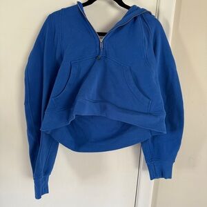 Blue Cropped Scuba Hoodie